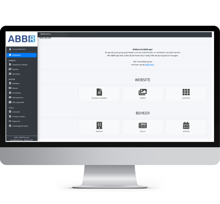 Het beheerdashboard van ABBR-App